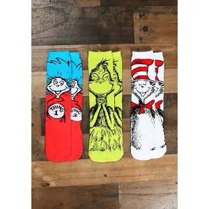 Adult Dr. Seuss Characters 3 Pairs Crew Sock Set