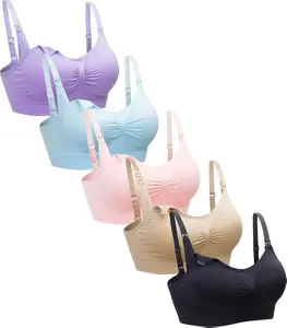 Suekaphin 5PACK Nursing Bra Wireless Bra Women's Sleeping Maternity Bra Breastfeeding Bra