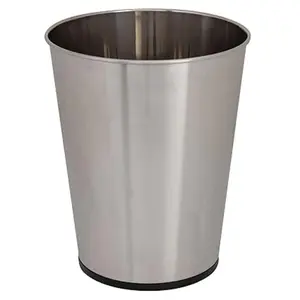 5 Liter Small Wastebasket | Round Open Top | Trash Can | Bathroom | Bedroom | Kitchen | Office | Dorm | Disposal Waste Bin | Garbage | Stainless Steel