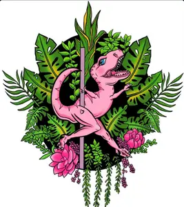 The Pole Barn Polewear Crop Top and Cheeky Shorts Dinosaur Set Polyester Nylon Pole Dance