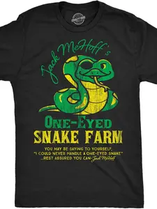 Men's Funny T-Shirt, Jack Mehoffs One-Eye Snake Farm Satire Pattern, Casual Long Sleeve, Round Neck, Loose Fit, All Seasons