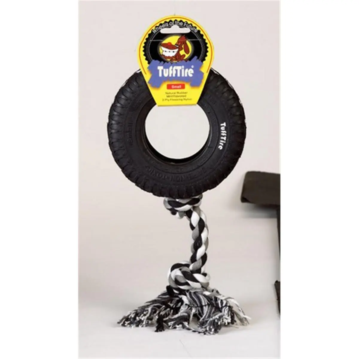 212 MAIN Tufftire 52988 Large-Size Rugged Natural Rubber Tough Chew Dog Toy, Featuring a Strong Rope Tug Toy Functionality