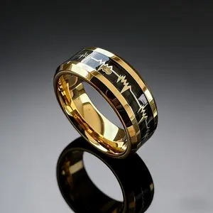 New Heartbeat Ring Unisex Fashion Titanium Steel Finger Ring Couple Matching Rings Christmas Gift New Year Valentine's Day Party Supplies