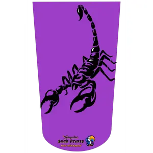 Amputee Sock "Black Scorpion Purple Bgnd Mockup V1", Prosthetic Limb Sock, 3ply Stump Sock