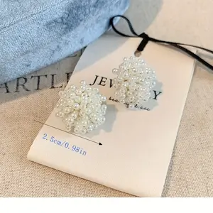 Indulge In The Garden~Exquisite Artificial Imitation Pearl Braided Flower Earrings 2025 New Hot Style Earrings French High-end Earrings