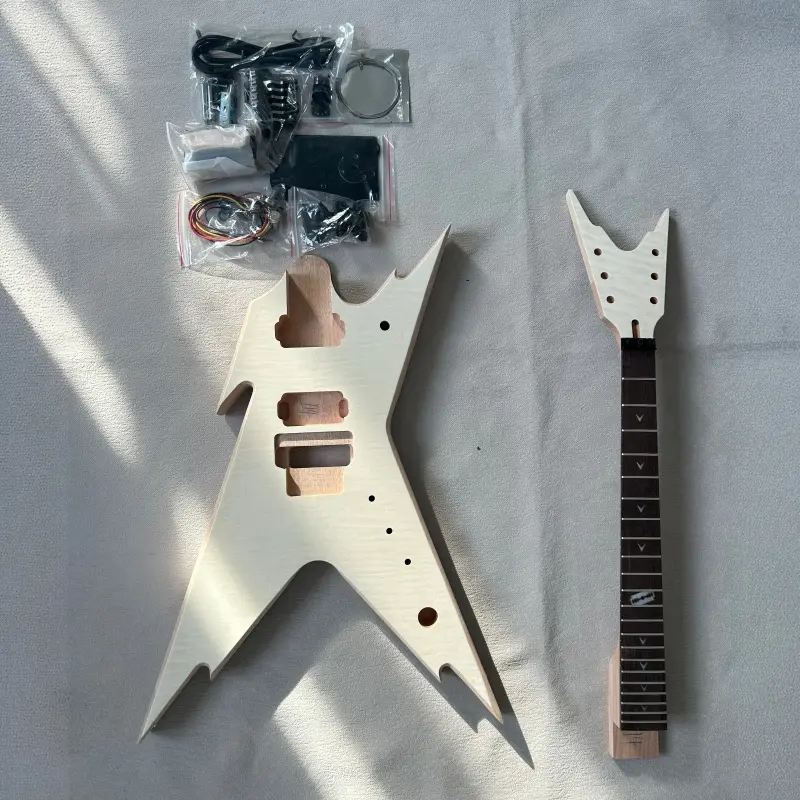 Diy Electric Guitar Kit Razorback Style Mahogany Body Rosewood Fretboard Maple Veneer