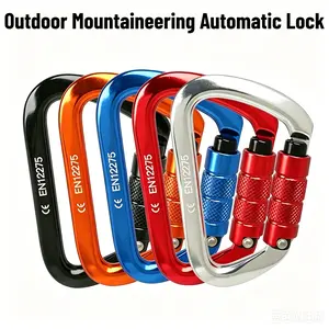 D-Type Climbing Carabiner, 25KN Heavy Duty Safety Main Lock, Aluminum Alloy Quickdraw Gear for Outdoor Mountaineering Rescue