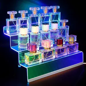 Cologne Organizer for Men with LED Light , 12 Inch 3 Tier Acrylic estante para perfumes Display stand for Makeup,Figures,Cupcake,Perfume,Dessert,fragrance storage shelf rack para holder for women Decoration