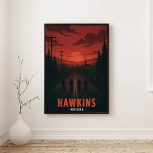 Hawkins Indiana Vintage Poster: Stranger Things Inspired 80s Poster No Frame