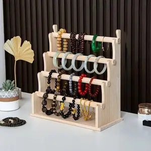 4 Layer Wooden Bracelet Holder Bracelet Display Stand Jewelry Organizer