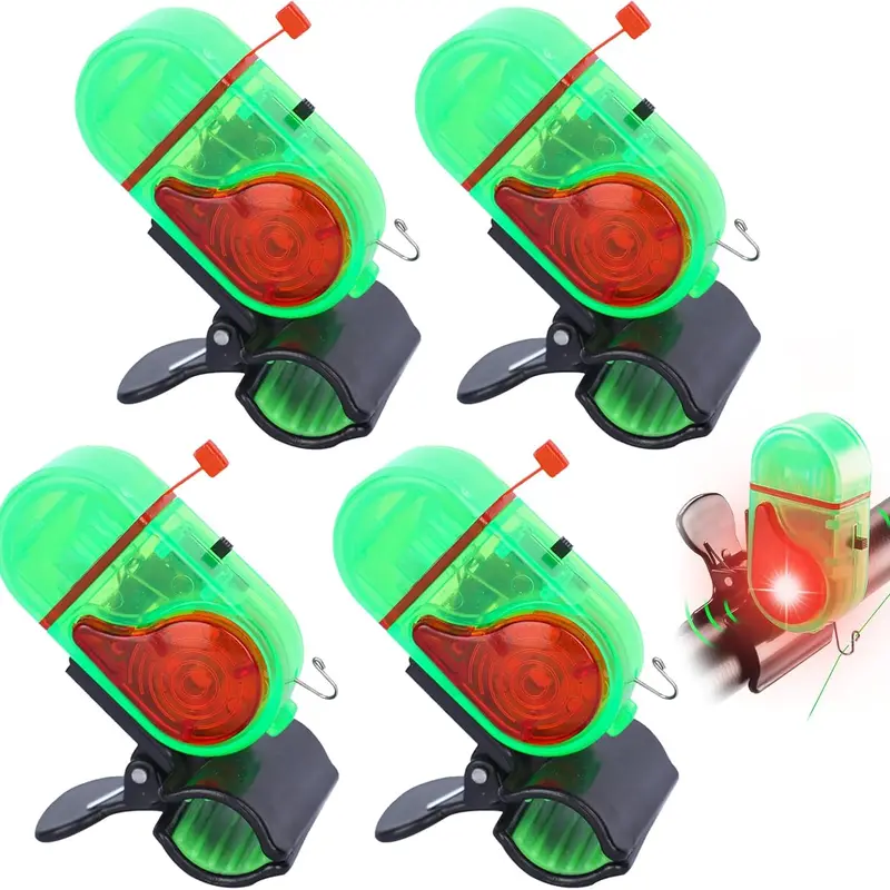 AXIZITECH 2 PCS/4 PCS Fishing Bite Alarm Set with LED Light, 2026 New Sensitive Smart Fishing Tackle Kit, Compact PP Plastic Body, Electronic Components, Sound Alert, Clip-On Rod Fit, 3x1cm Size, 1.18 Inches Dimensions