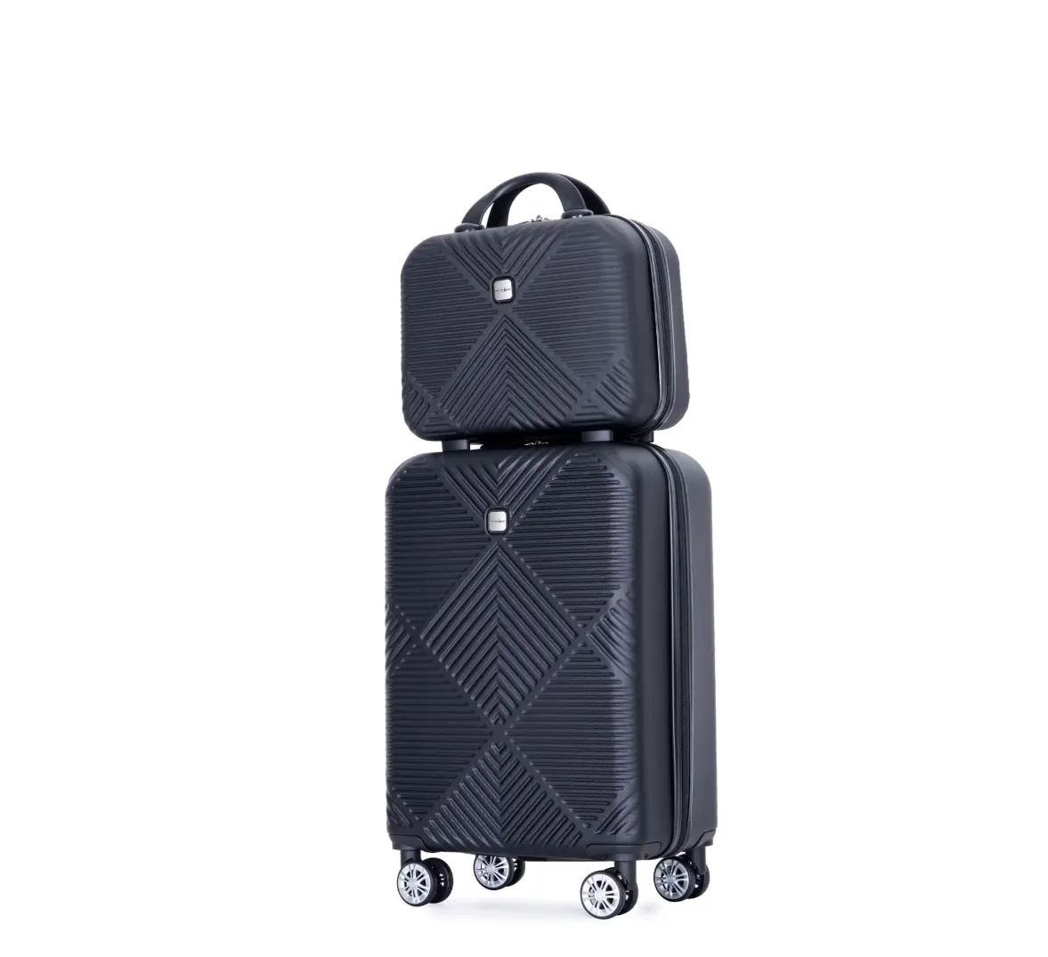 Luggage Sets 2 Piece Suitcase Set (14/20/)Hardside Suitcase with Spinner Wheels Lightweight Carry On Luggage(Black)