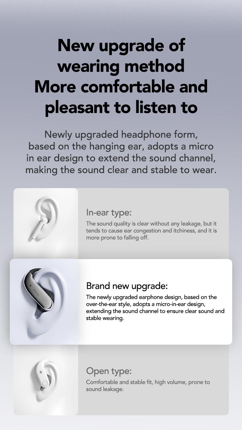 MINISO MS218 Open Ear Bluetooth Headphones, Translator Earbuds with 134 Languages, Active Noise Cancelling, 3D Spatial Audio, Comfortable Titanium Alloy Earhooks for Work, Travel, Sports