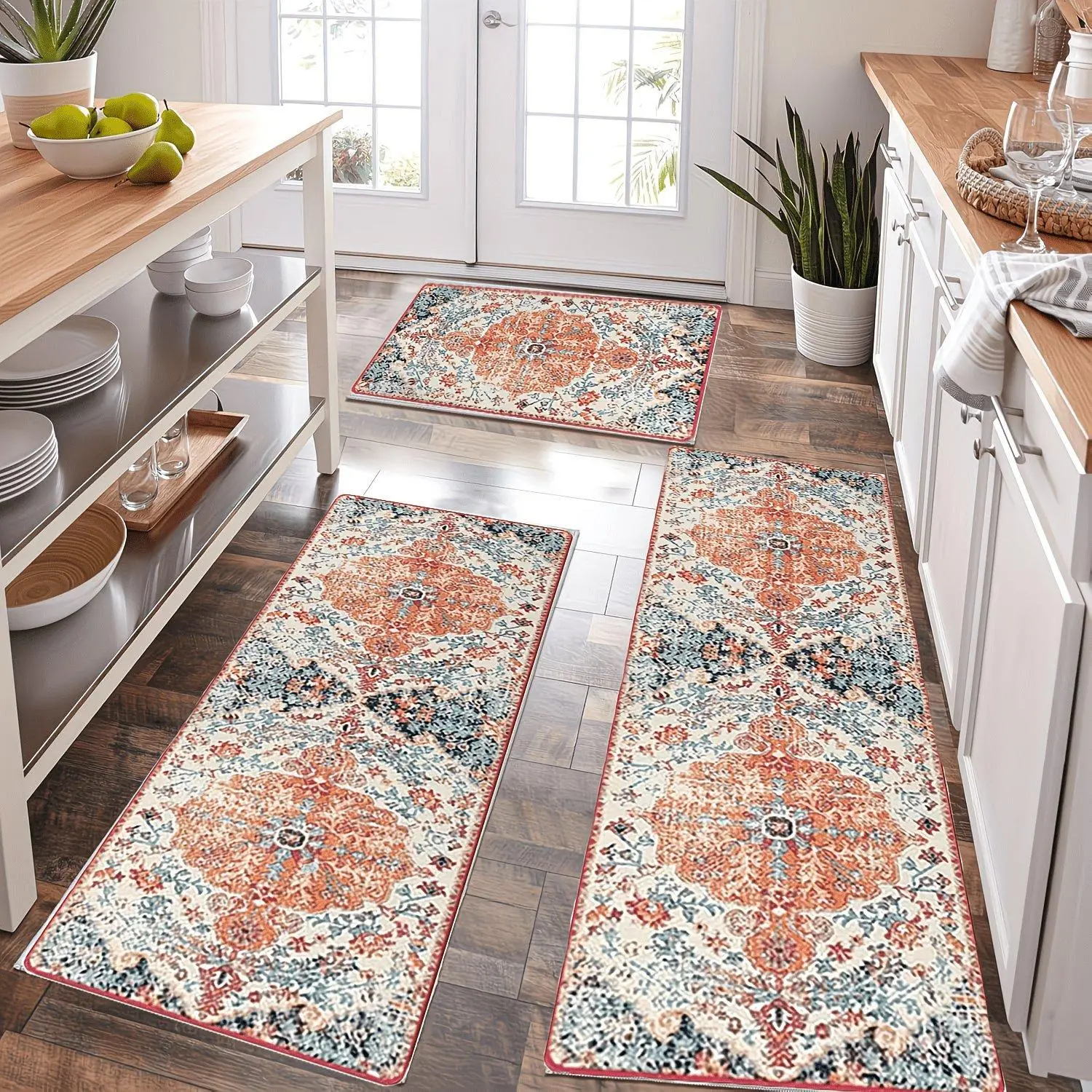 Non-Slip Kitchen Floor Runner Made of Flannel, Washable Mats Suitable for Thick Kitchen Floors, Also Ideal for Hallways, Laundry Areas, And Holiday Decorations