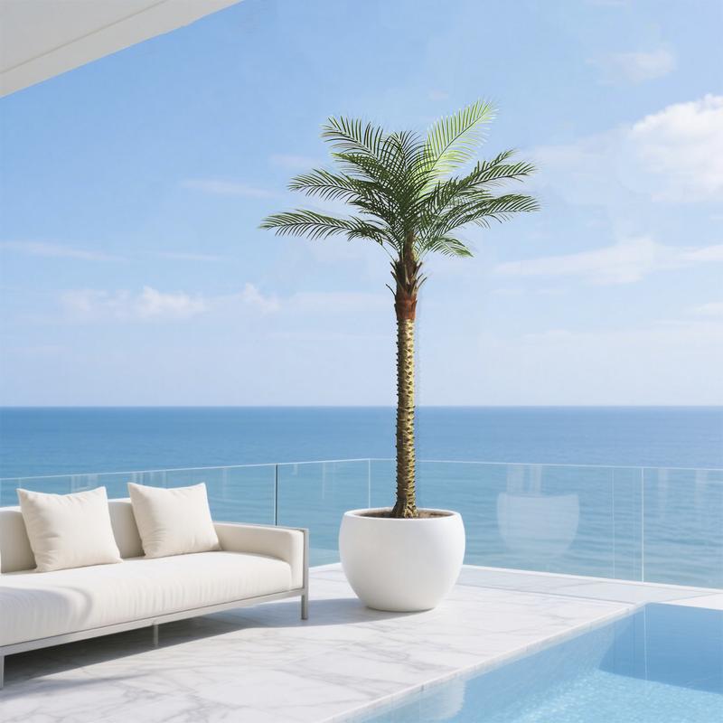 5,6,7,8,9ft Artificial palm trees, easy to assemble, suitable for indoor and outdoor home decoration, tropical palm tree courtyard swimming pool layout.(set of 2)