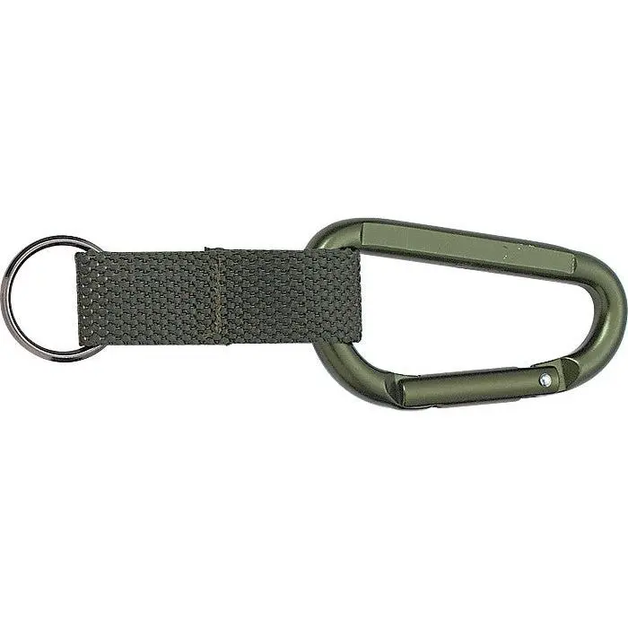 Olive Drab Hook Carabiner - Professional 80mm Jumbo Climbing Carabiner with Web Strap, Key Ring, Key Holder, Outdoor, Webbing