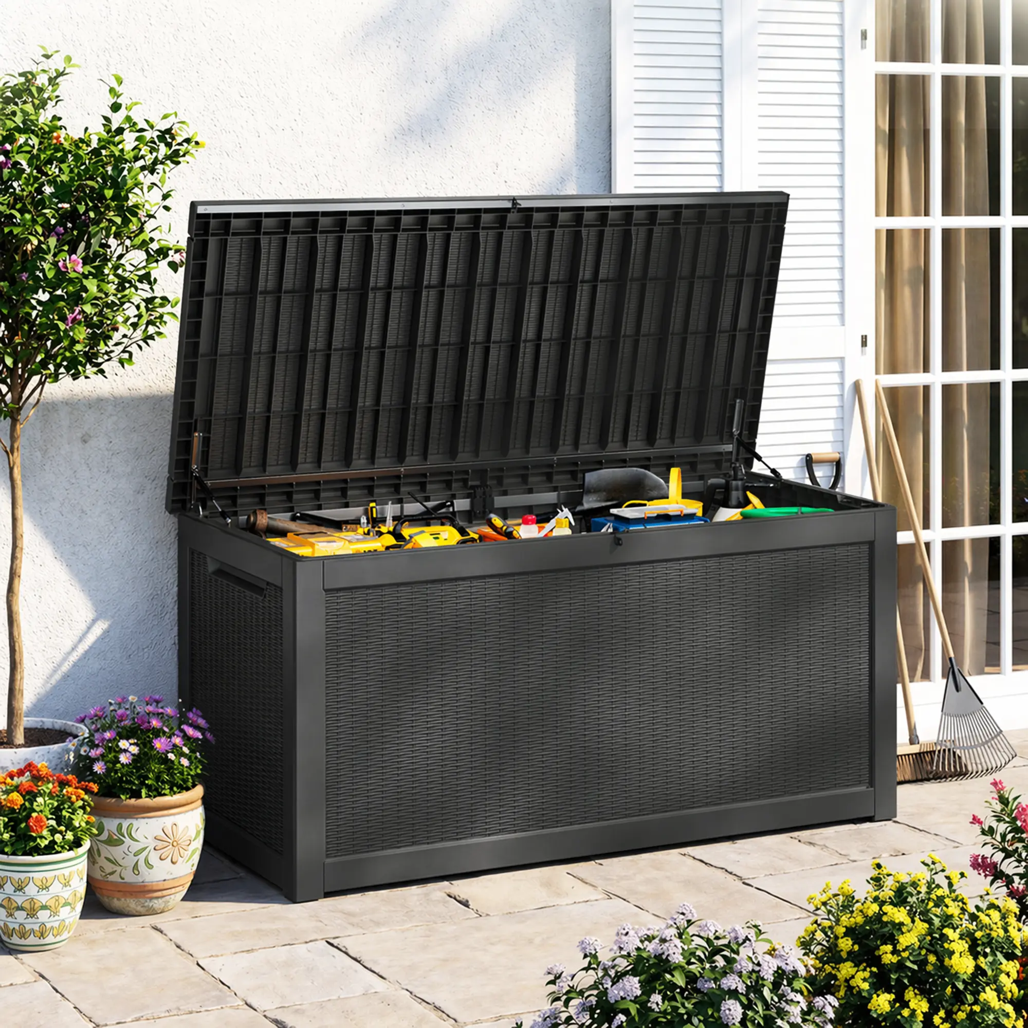 320 Gallon Outdoor Storage Deck Box for Patio Furniture Cushions Garden Tools，Waterproof，Doubles as Table or Seating. Summervibes