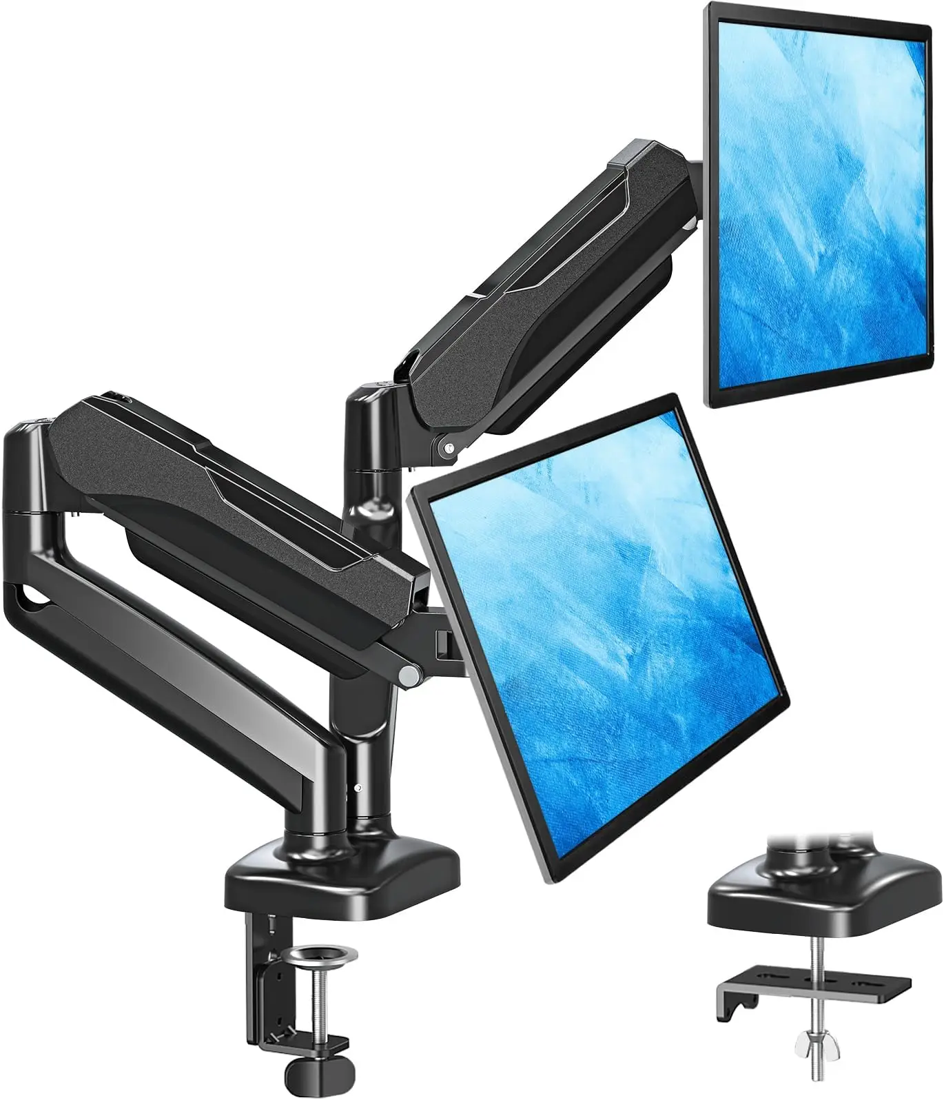 MOUNTUP 13"-32" Dual Monitor Stand for Desk, Adjustable Gas Spring Double Monitor Mount Holds 4.4-17.6 lbs, MU0005/MU8014W