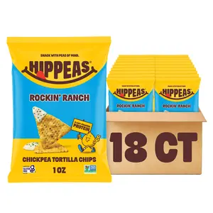 Rockin' Ranch Tortilla Chips - Chickpea Tortilla Chips - Gluten Free Snacks, Dairy Free, Vegan, Crunchy, Nutritious, Baked Plant Protein Snack, Non-GMO, Kosher