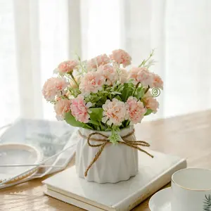 1pc Realistic Sunflower Artificial Flower Fake Flowers Arrangement in Ceramic Vase, Artificial Faux Silk Roses, Small Realistic Dried-Style Floral, Dining Table Centerpiece for Wedding Party Home Decoration