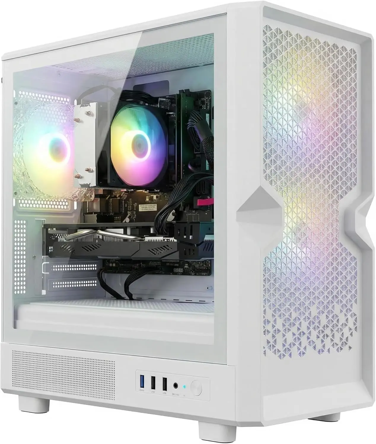 STGAubron Gaming PC Computer Desktop, Radeon RX 580 16G, Intel Core i7 up to 3.9G, 16G RAM, 512G SSD, WiFi 6, BT 5.0, RGB Fan x3, Windows 11 Home