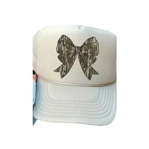 Camo Coquette Bow Otto Khaki Foam Front Trucker Hat