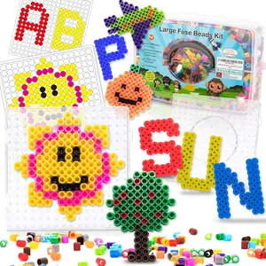 Fuse Beads Kit for Kids - 1500 Large 10mm Melty Iron Beads with Pegboards, 48 Patterns - Arts and Crafts for Boys and Girls Ages 4-7