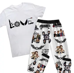 Supernatural themed Xmas pajamas, festive women’s sleepwear and lounge set