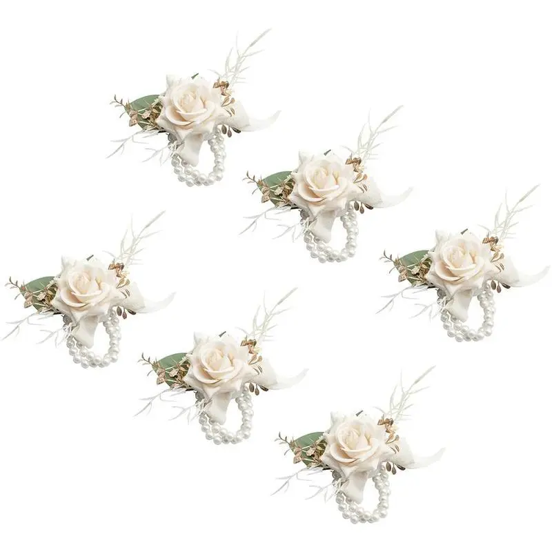 6pcs Champagne Wrist Corsage
