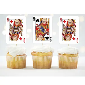 Custom Playing Cards Cupcake Toppers – Photo Face Aces, Kings & Queens for Birthday or Casino Party
