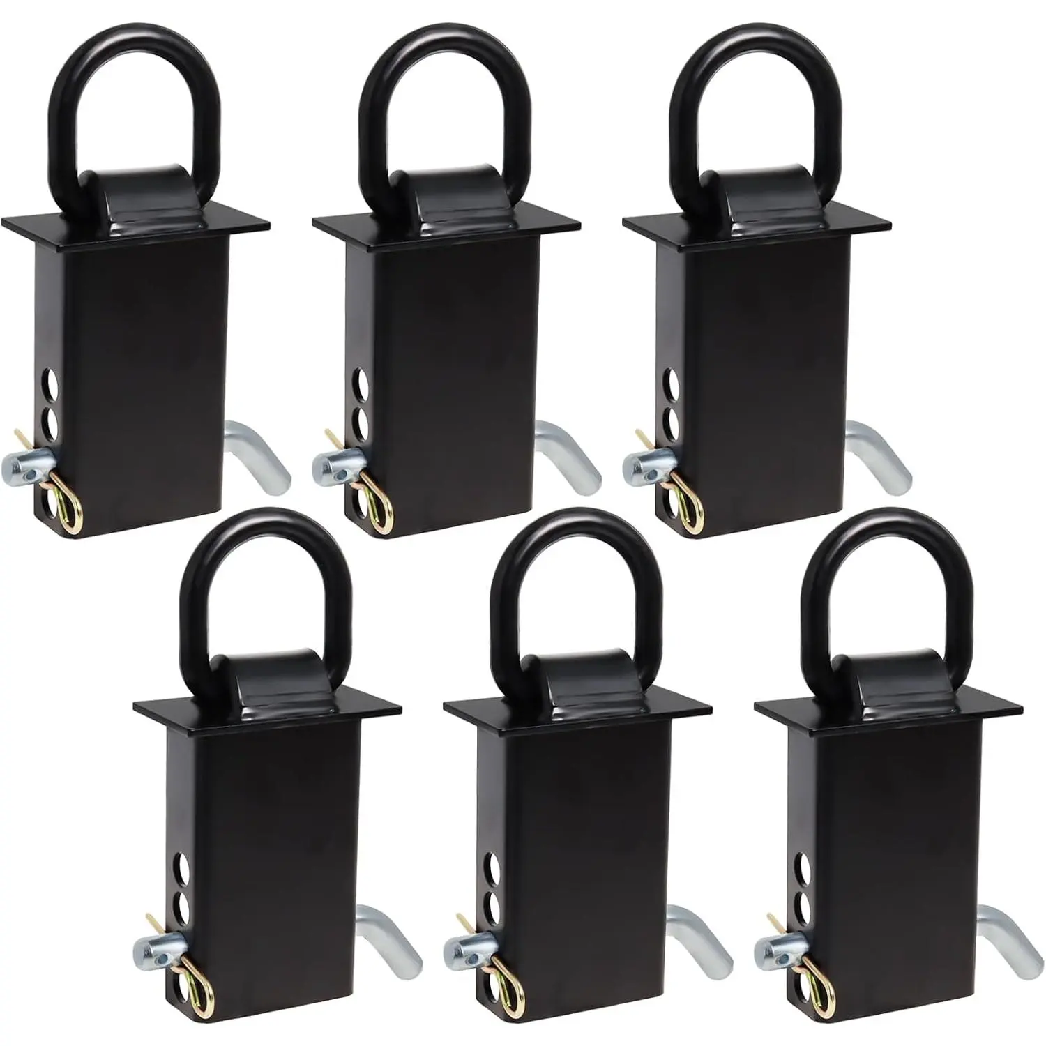 Trailer Stake Pocket D Ring 16200lbs Heavy Duty Removable Adjustable D-Ring Stake Pocket Tie Downs for Utility , Flatbed  w/ 1/2" Hitch Pin (Black, 6 count)