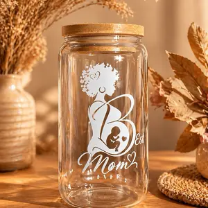 ECTERA Best Mom Ever Glass Jar with Bamboo Lid - Elegant Eco-Friendly Storage for Kitchen & Home Decor - Perfect for Mother's Day Gifts & Baby Showers - Bottles