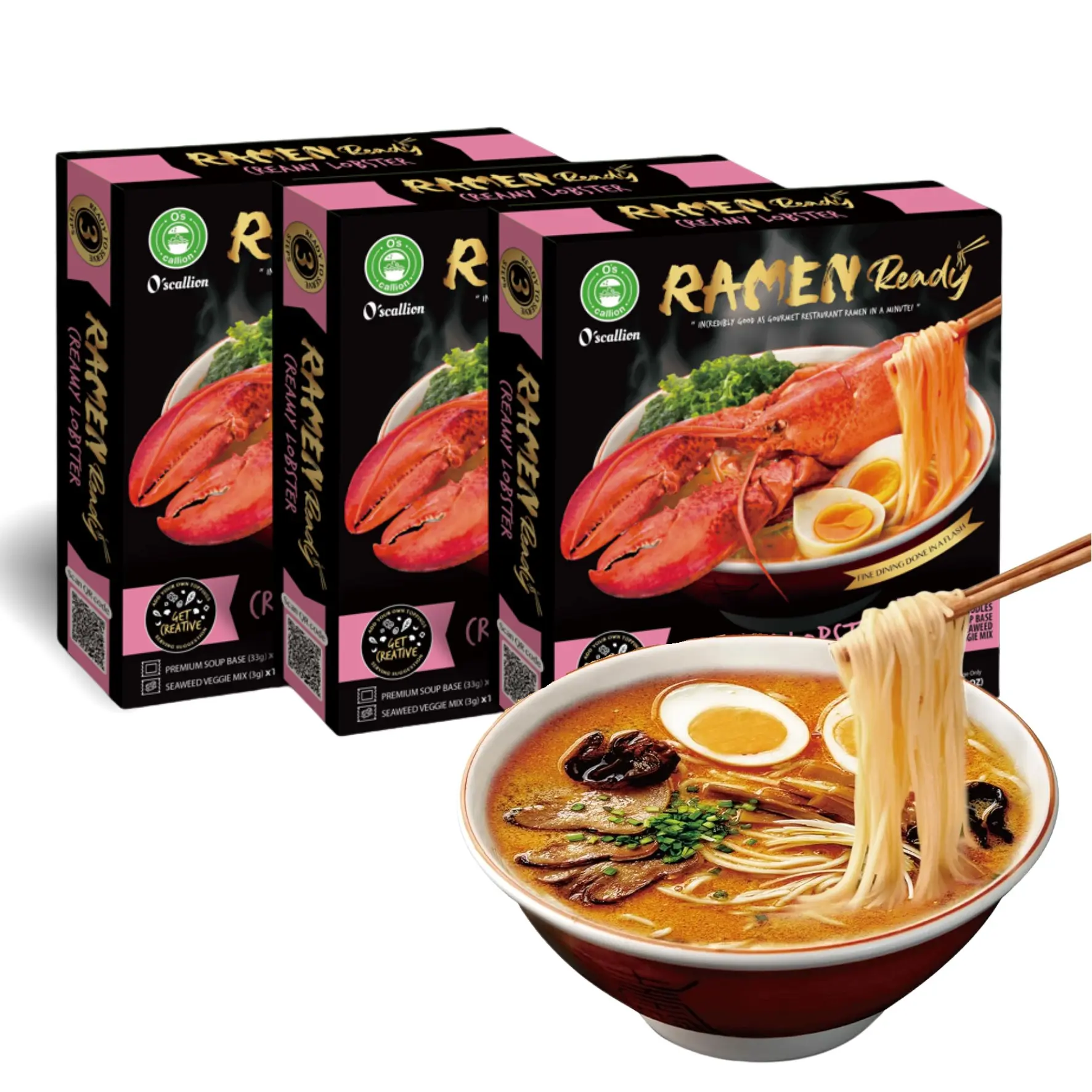 Creamy Lobster Ramen Kit - Premium Ramen - Perfect for Those Who Love Rich, Creamy Bisque Flavors Savory Premium Ramen & Ramen Noodles