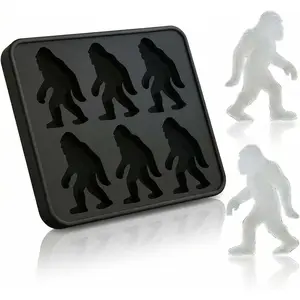 Bigfoot Ice Cube Mold,Big Foot Ice Cube Molds,6 Cavity Silicone Sasquatch Ice Cube & Popsicle Tray for Spooky Whiskey Halloween Party Drinks (Black)
