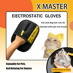 X MASTER Electrostatic Gloves for Pet Hair Removal Two-way Brush Sticky Hair Remover Cat & Dog Grooming Glove Cleaning