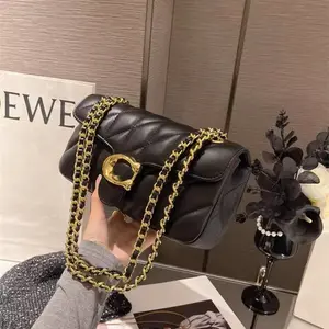 Composite Cowhide Leather Quilted Chain Bag, Women's Elegant Stitched Crossbody Purse, Stylish Shoulder Flap Handbag