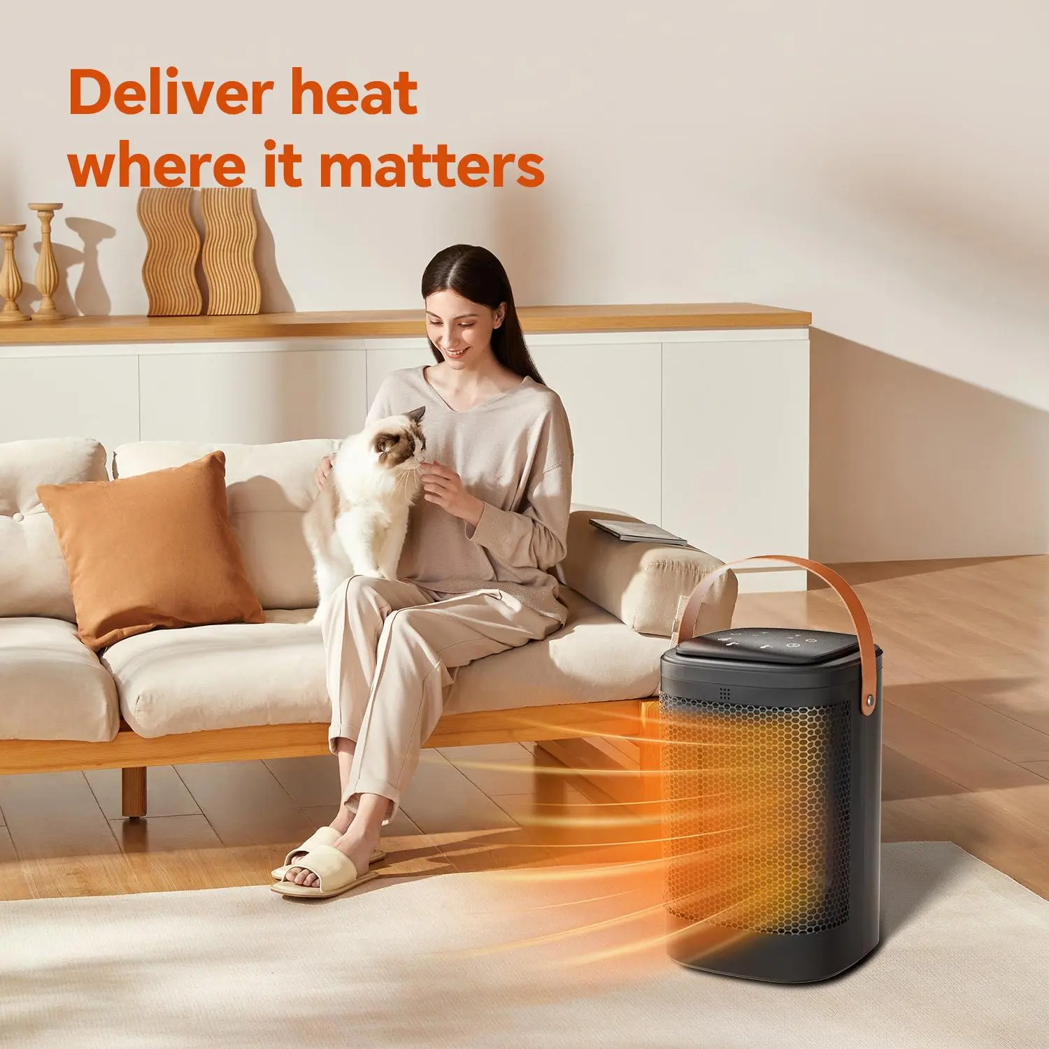 Space Heater, 1500W Electric Heaters Indoor Portable with Thermostat | PTC Fast Heating Ceramic Room Small Heater with Heating and Fan Modes for Bedroom, Office and Indoor Use