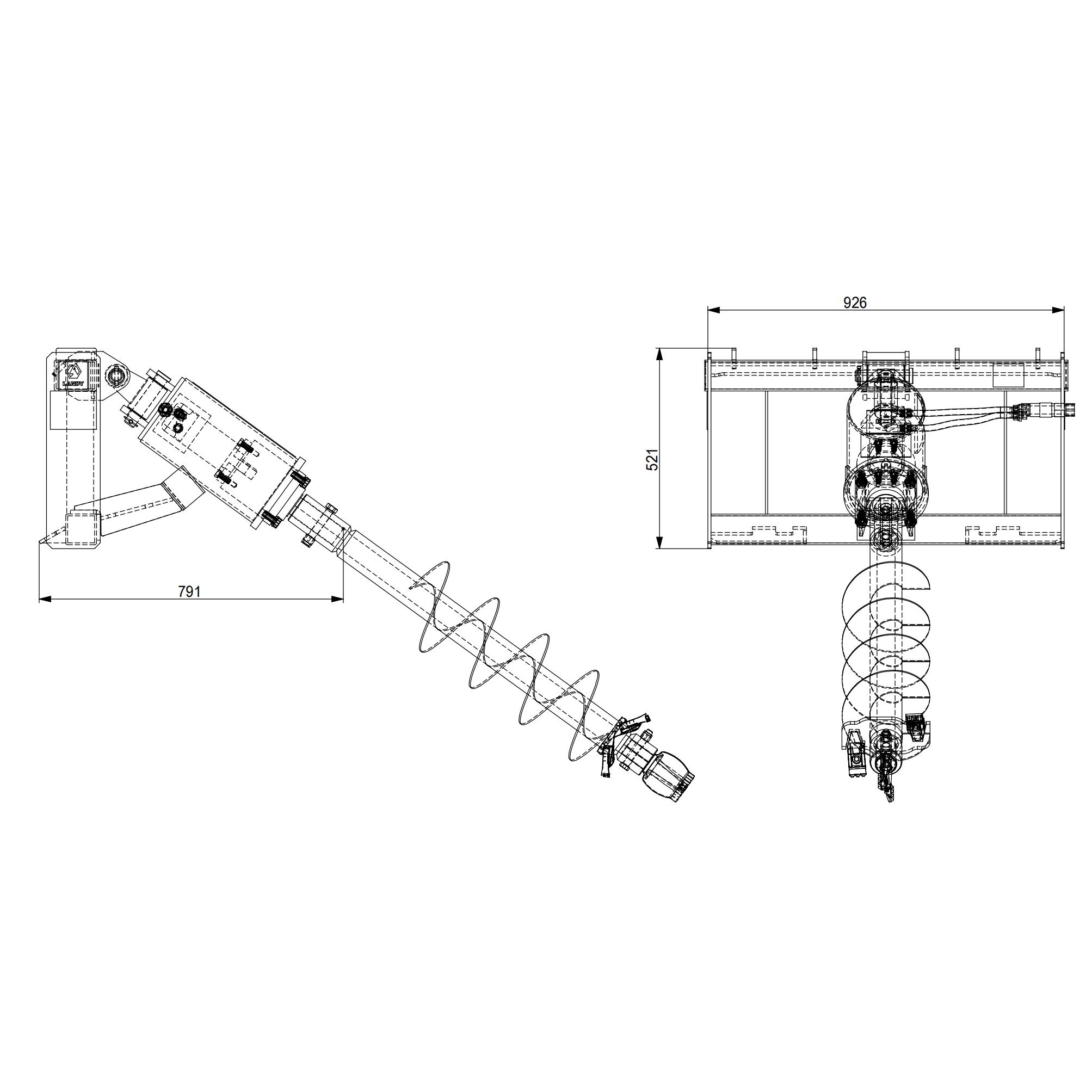 Landy Attachments Compact Wheel Loader Post Hole Auger Drive Attachment,9” Diameter Auger