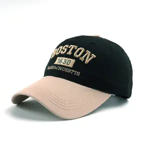 New autumn and winter patchwork vintage outdoor baseball cap with BOSTON letter embroidery