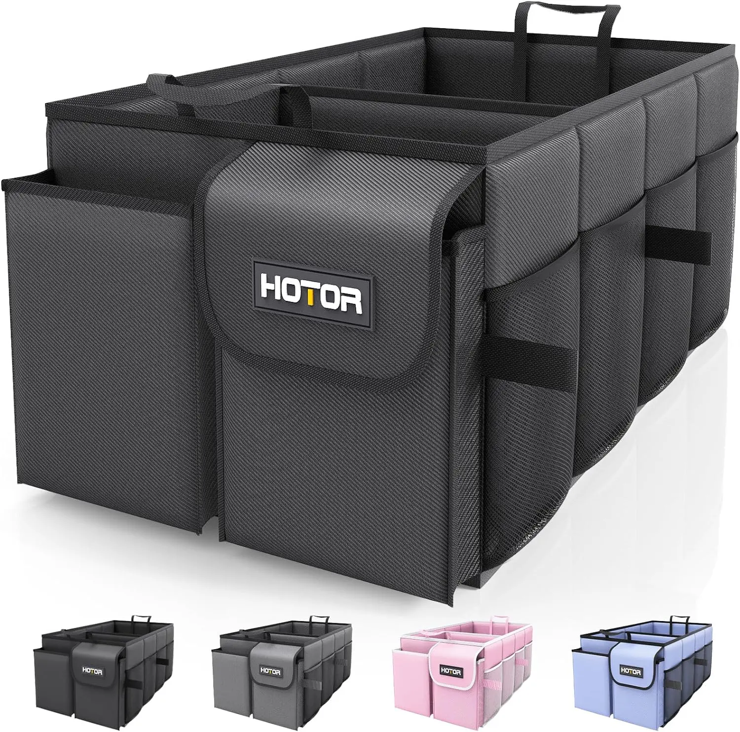 runk Organizer for Car - Large-Capacity Car Organizer, Foldable Trunk organizer for SUVs & Sedans, Sturdy Car Organization for Car Accessories, Tools, Sundries, Black, 2 Compartments