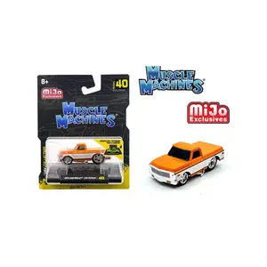 Muscle Machines 1:64 1972 Chevrolet C-10 Pickup Limited Edition - White with Orange - MiJo Exclusives