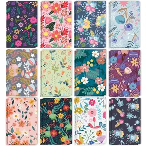 12-Pcs Rainbow Wildflowers Mini Notebooks, Vintage Floral Pattern Pocket Notepads, Portable Journal for Quick Notes, Assorted Colors, Vintage Material Paper, Stationery Supplies, Perfect for Students, Office & Home Use, Gift & Favor for Birthday Parties