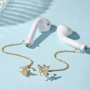 Glasses Chain,Rhinestone Butterfly Decor Wireless Earphones Chains,Anti-lost Earphone Chain,Earphones Holder Straps,Headphone Accessories,Earphone Anti-Lost Chain,Anti-lost Headphone Chain Strap,Lanyard Headset glassesholder glass chain
