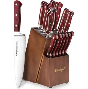 Premium Kitchen Knife Set with Wattle Oakwood Block and Pakkawood Handles - Kitchen Knives