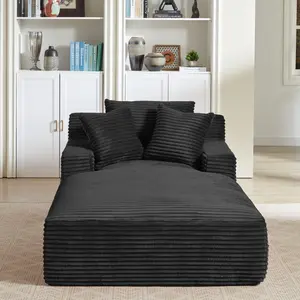 Oversized Chaise Lounge Chair Indoor, Corduroy Upholstered Modern Sofa Couch,No Assembly Required,Comfy Sleeper Sofa for Living Room,Office