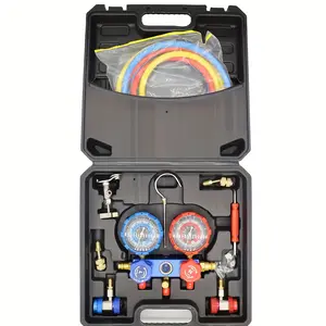 Automobile air conditioning refrigeration pressure gauge set with oil / explosion-proof and anti-collision refrigerant double gauge valve, fluorine charging gauge set