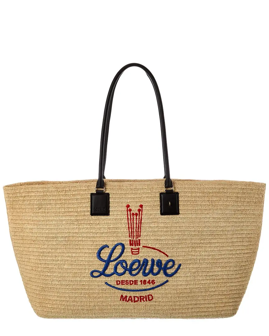 Loewe Verano XL Raffia & Leather Tote
