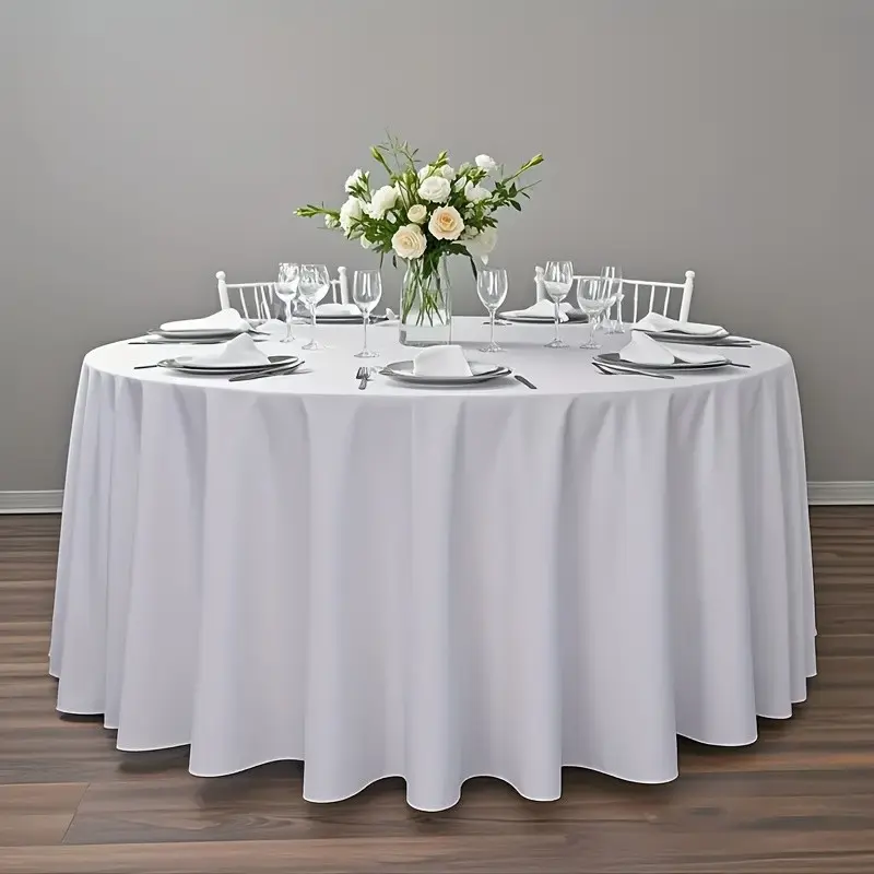 Round Tablecloth 84 Inch Large Polyester, Hot Selling Restaurant Party Decor Supplies Tablecloth 2pcs, Perfect for Anniversary and Day Decoration