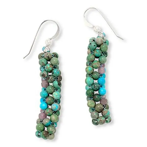 Mine Finds by Jay King Turquoise and Pink Tourmaline Woven Drop Earrings