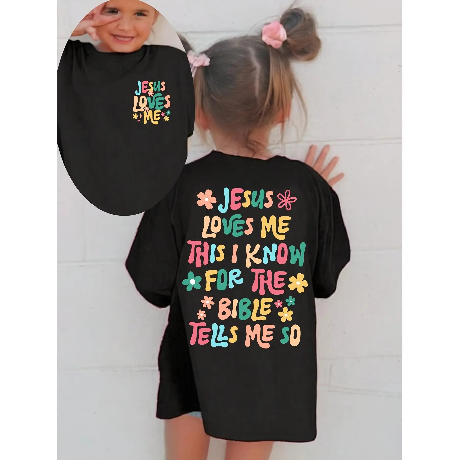 [Cotton Jesus Loves Me] Comfy Cotton Jesus Loves Me Print Short Sleeve T-shirt |   100% cotton Casual Tees For Girls Summer